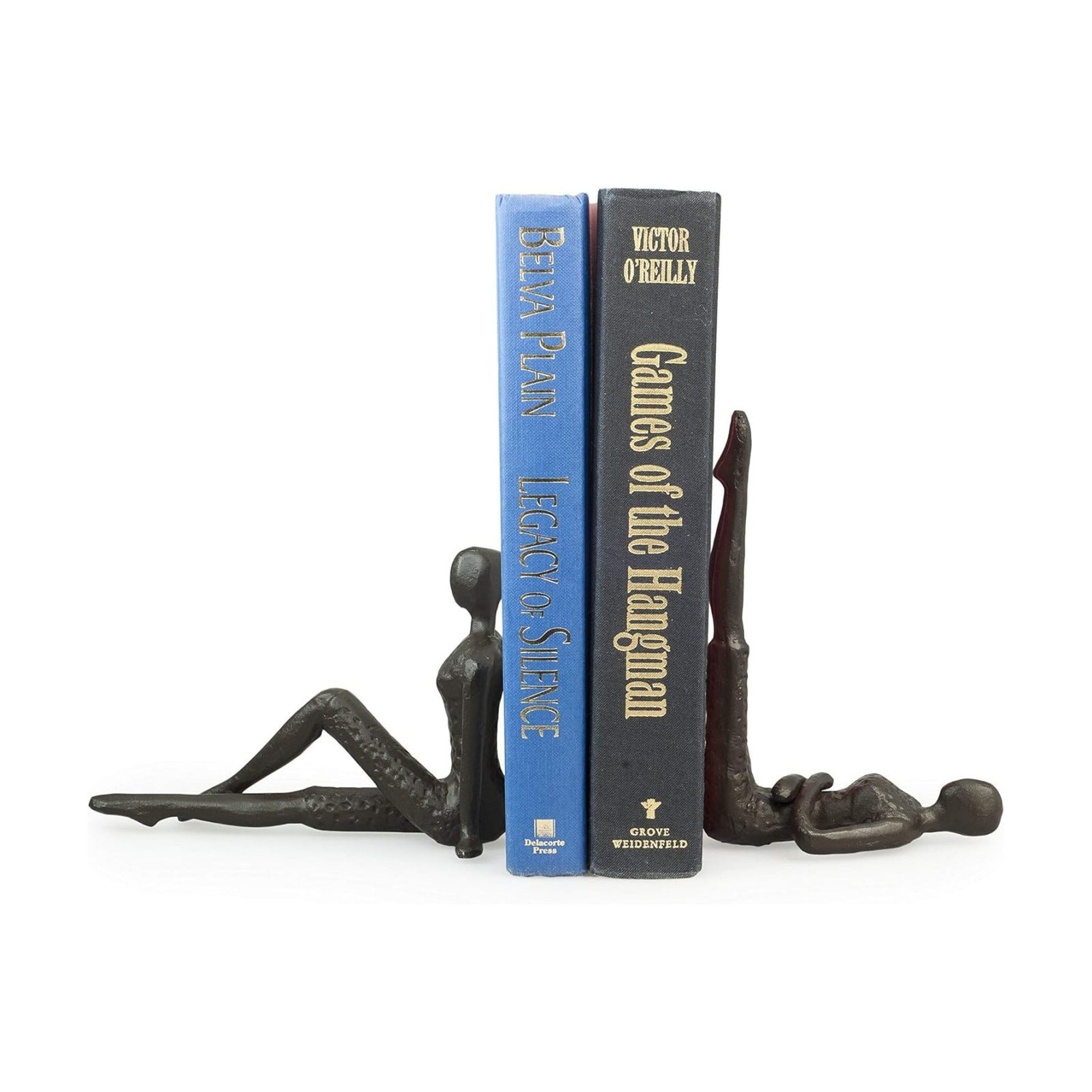 . ZI11217 Contemporary 2 Piece Ladies Stretching Cast Iron Metal Art Bookend Set