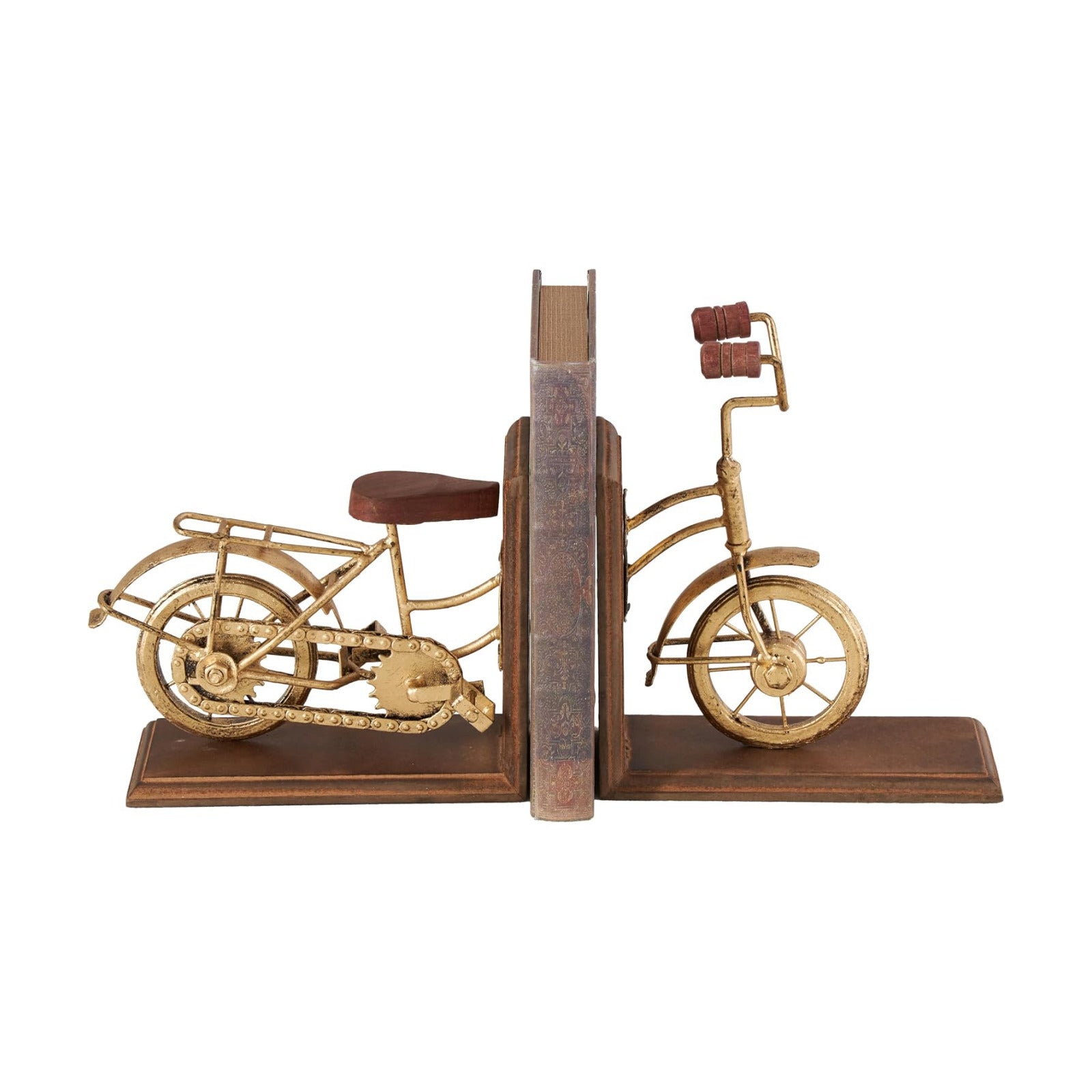 Wooden Bike Decorative Bookends Non Skid Bookends / 9 Inch / Set of 2