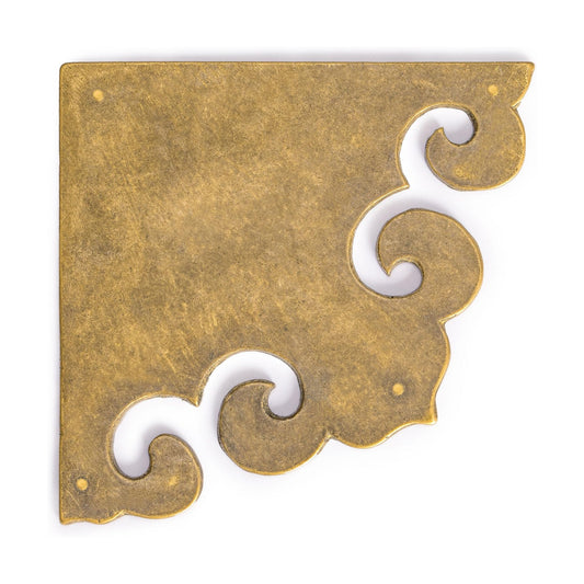 Brass Curled Box Corner Plate / Medium / Set of 2