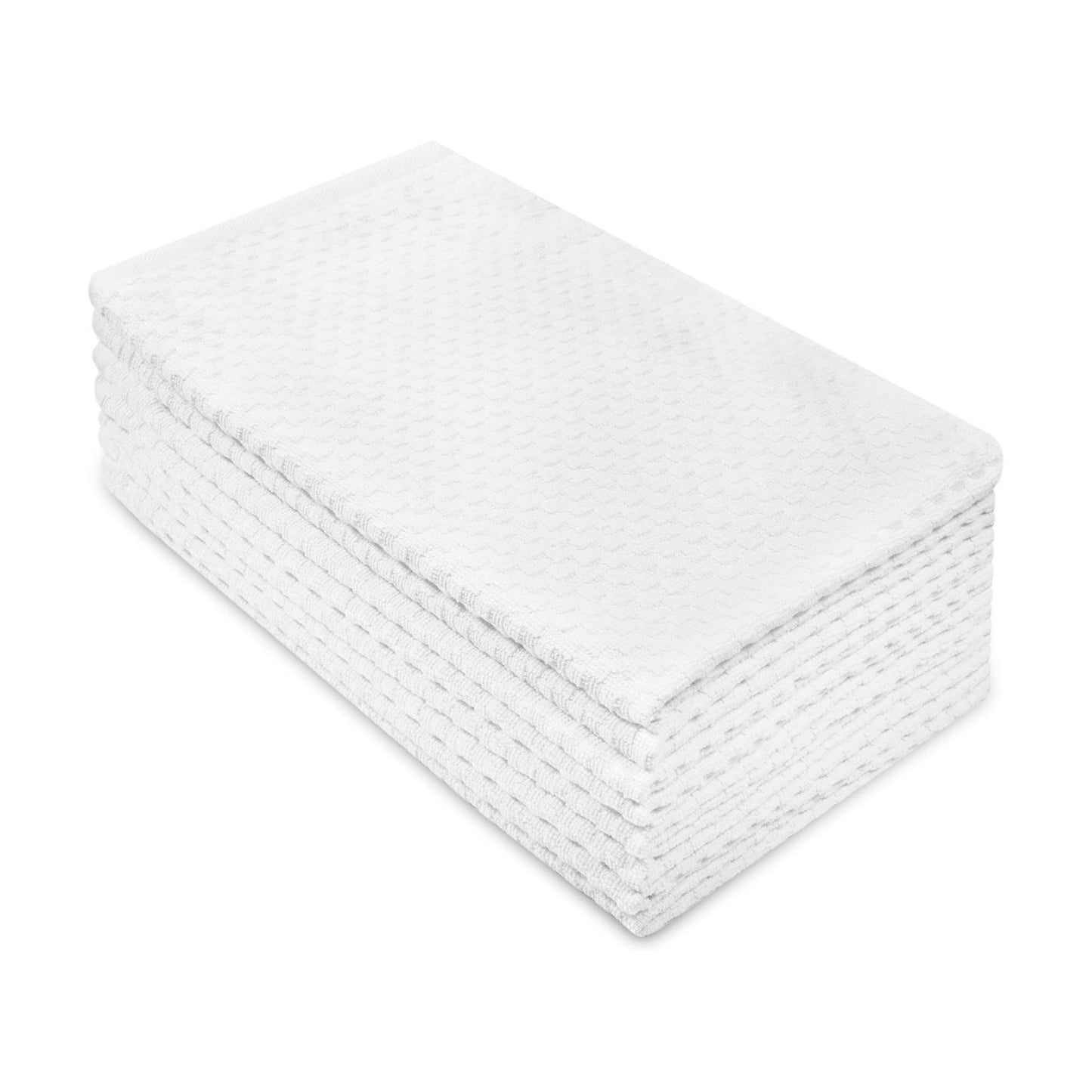 COTTON CRAFT Amazing Kitchen Towels - 8 Pack 100% Cotton Waffle Terry Towel | White - 16x28 inch Euro Café Waffle Weave