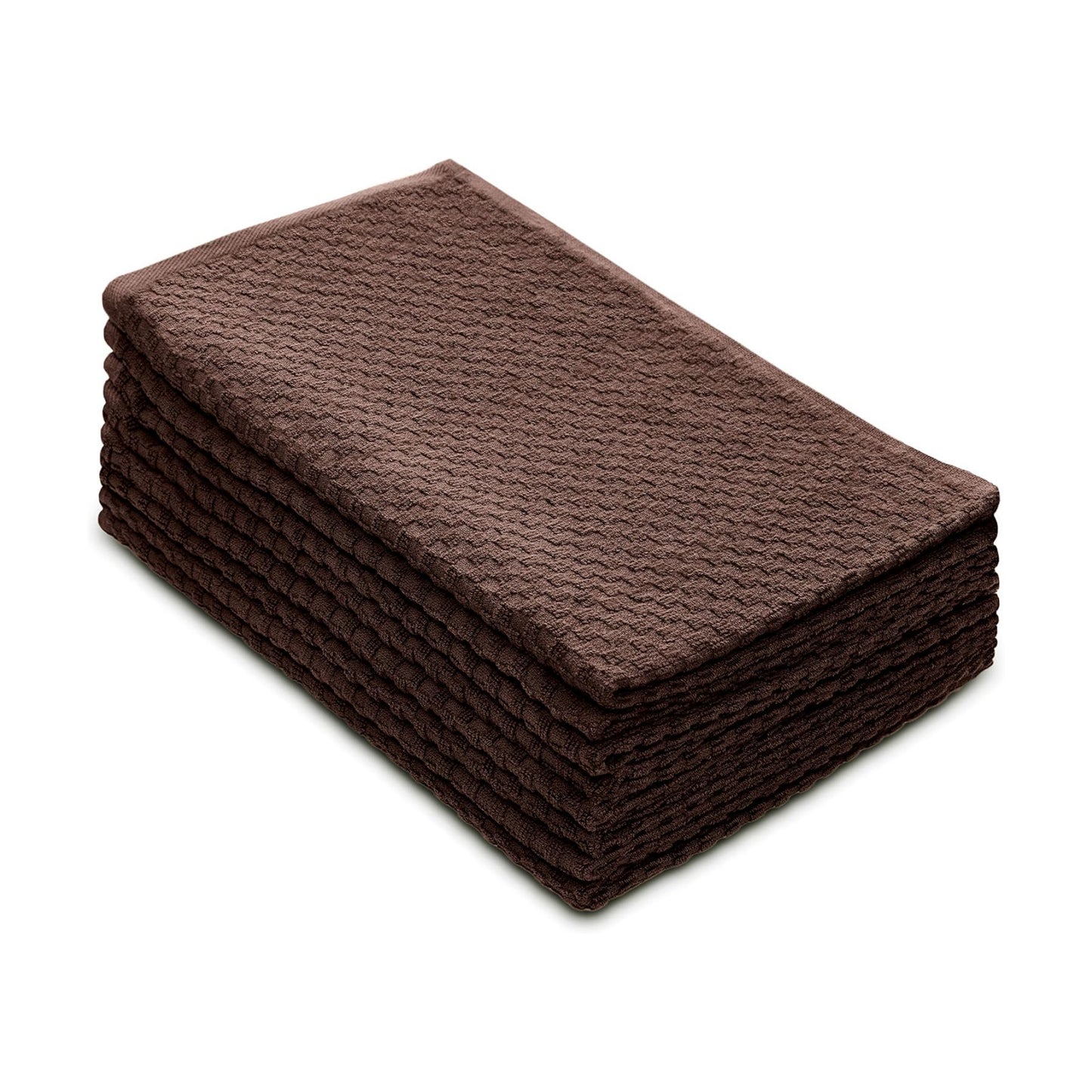 COTTON CRAFT Amazing Kitchen Towels - 8 Pack 100% Cotton Waffle Terry Towel | Chocolate - 16x28 Euro Café Waffle Weave