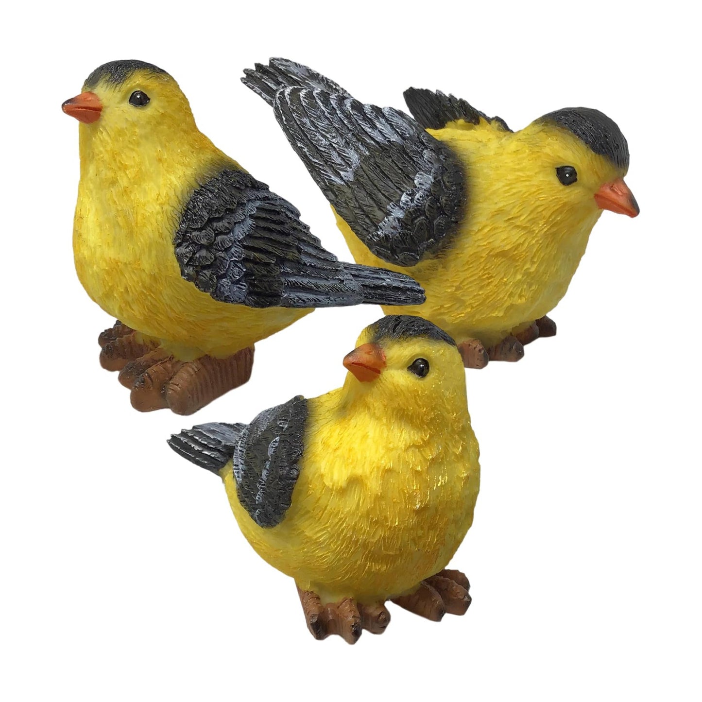 Goldfinch Bird Figurines Hand-Painted / Set of 3