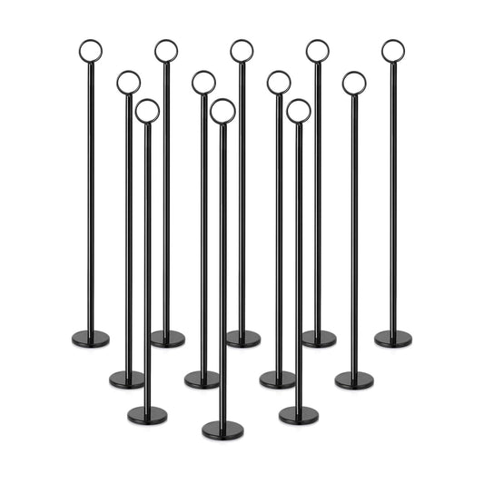 New Star Foodservice Ring-Clip Table Number Holder / Place Card Stand, 18 Inch, Black Finish, Set of 12