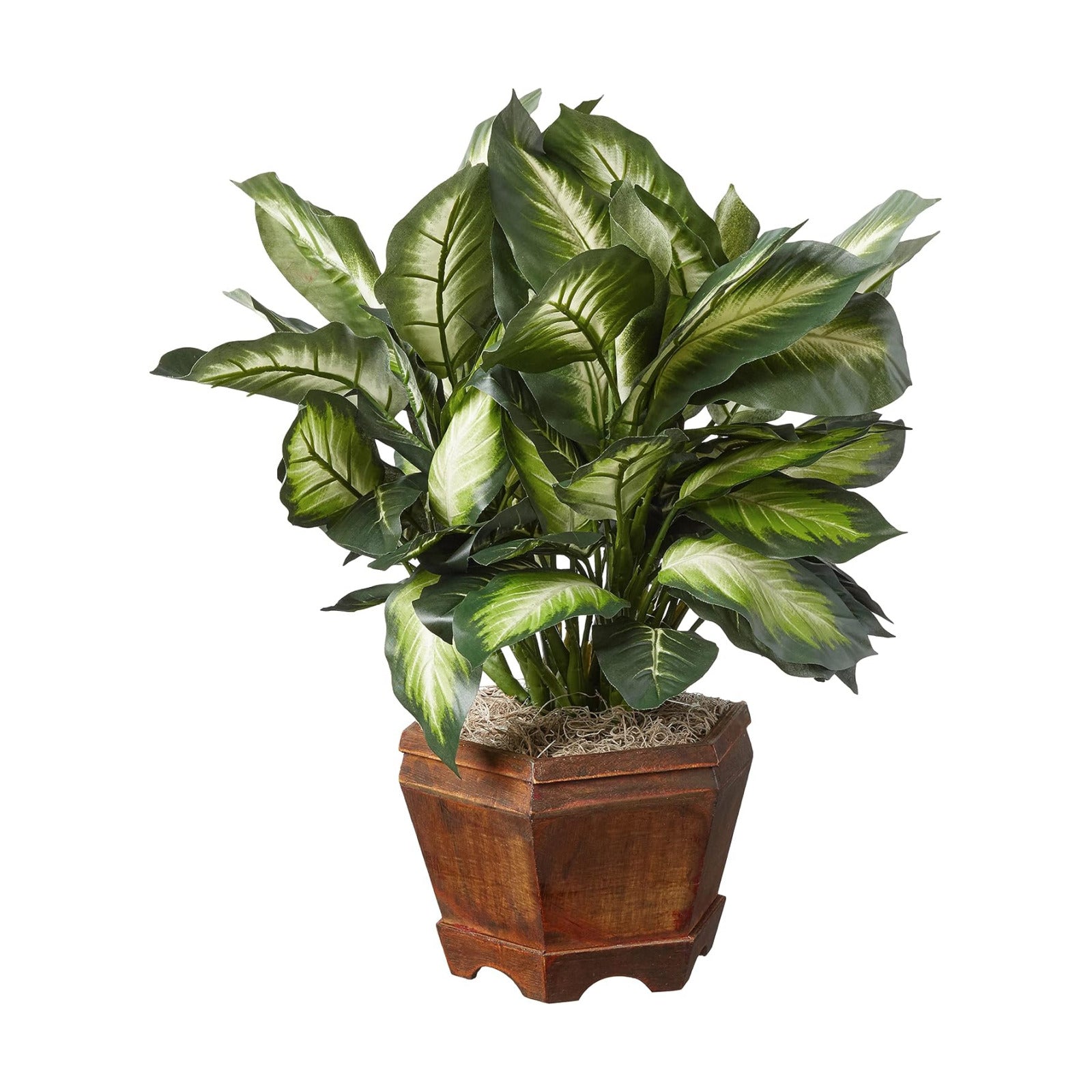 Faux Plant / Decorative Wood Planter / 22 Inch