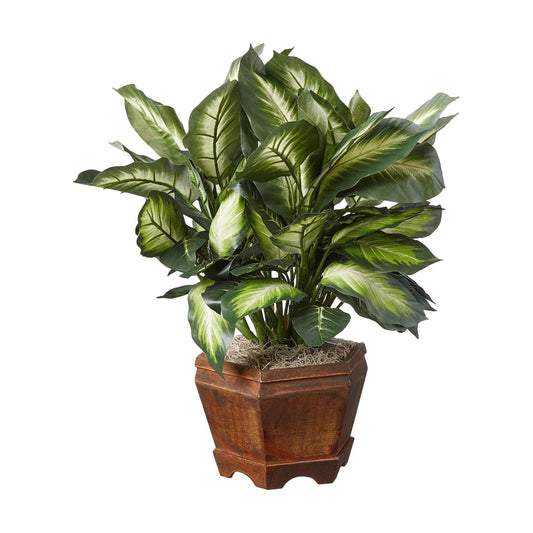Faux Plant / Decorative Wood Planter / 22 Inch