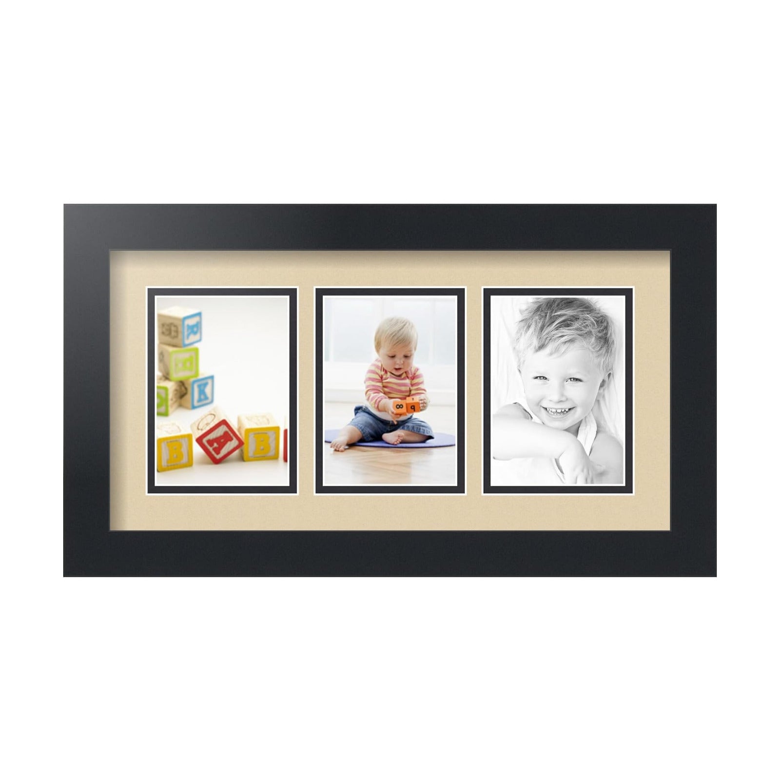 Art to Frames Double-Multimat-29-844/89-FRBW26079 Collage Photo Frame Double Mat with 3 - 3.5x5 Openings and Satin