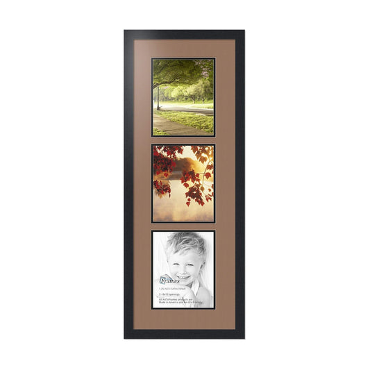 ArtToFrames Collage Photo Frame Double Mat with 3-8x10 Openings with Satin Black Frame and Sandpiper mat.
