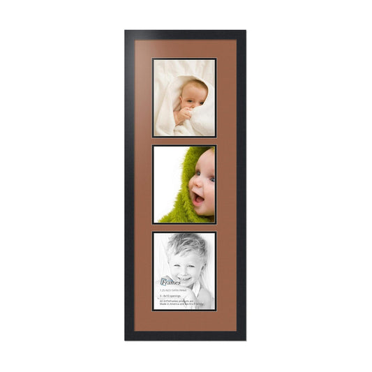 ArtToFrames Collage Photo Frame Double Mat with 3-8x10 Openings with Satin Black Frame and Paloma mat.