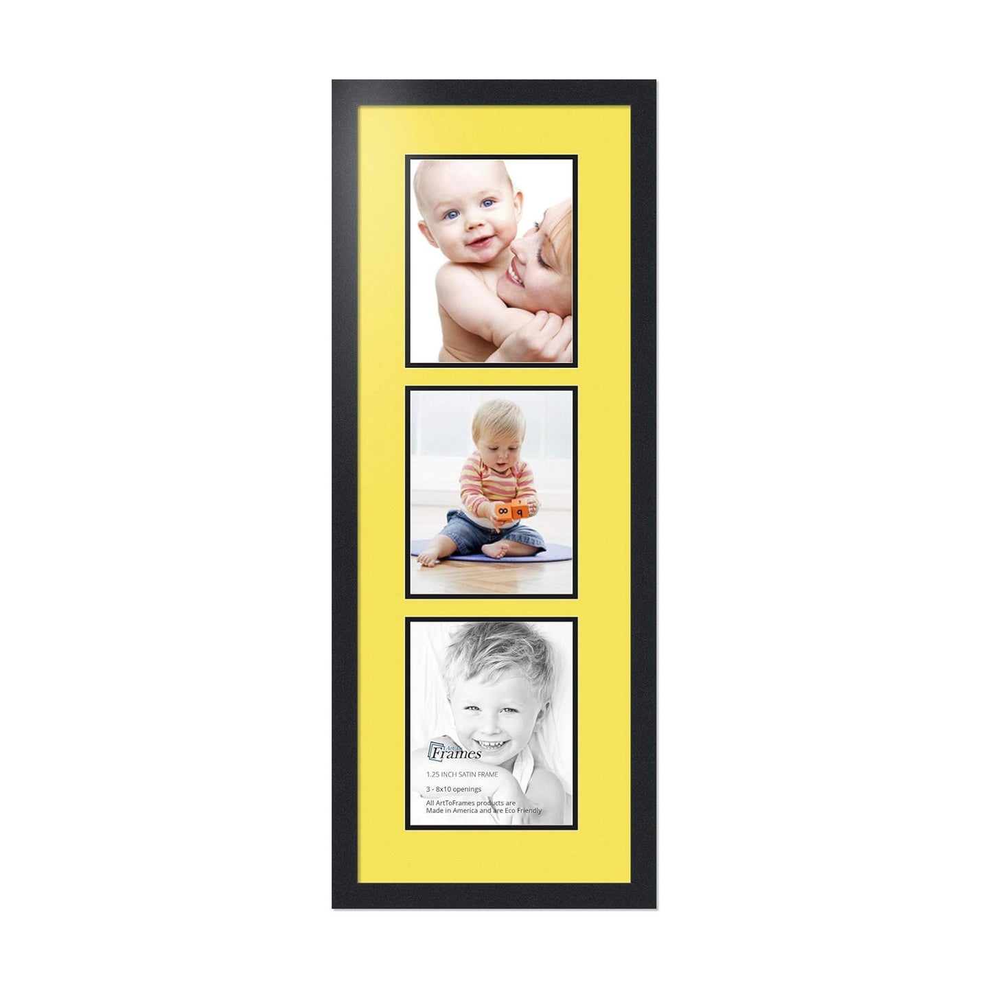 Art to Frames Double-Multimat-139-47R/89-FRBW26079 Collage Photo Frame Double Mat with 3-8x10 Openings and Satin Black