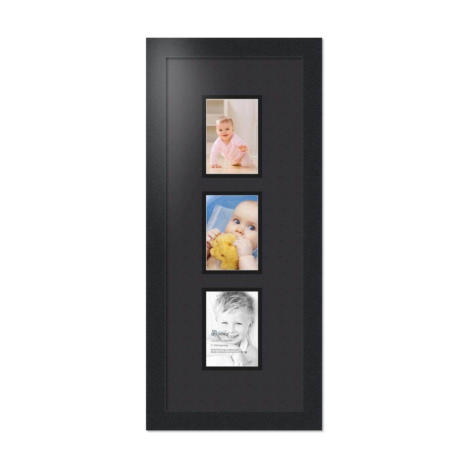 Art to Frames Double-Multimat-864-89/89-FRBW26079 Collage Photo Frame Double Mat with 3-3.5x5 Openings and Satin Black