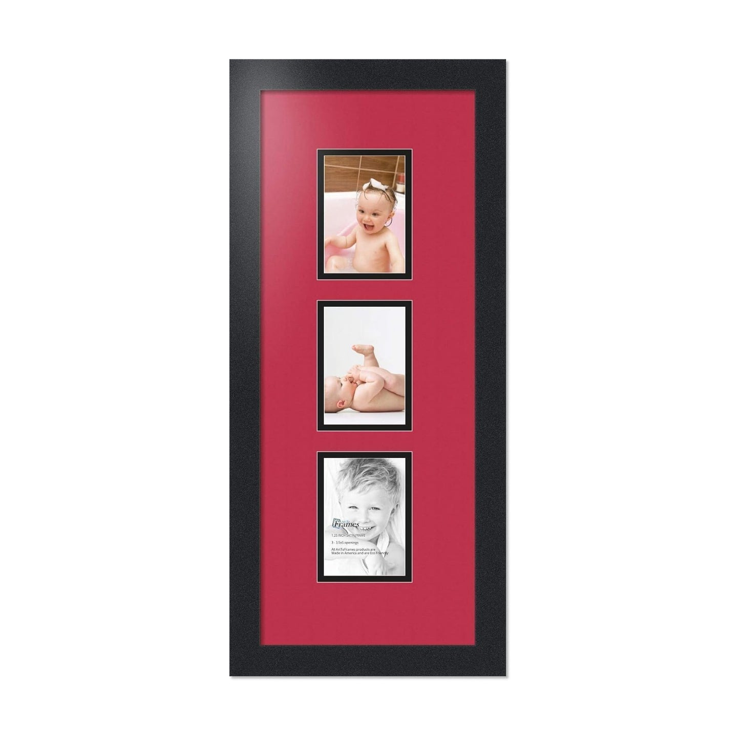 Art to Frames Double-Multimat-864-762/89-FRBW26079 Collage Photo Frame Double Mat with 3 - 3.5x5 Openings and Satin