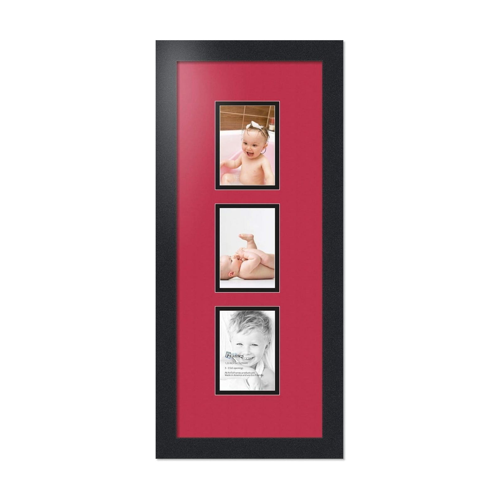 Art to Frames Double-Multimat-864-762/89-FRBW26079 Collage Photo Frame Double Mat with 3 - 3.5x5 Openings and Satin