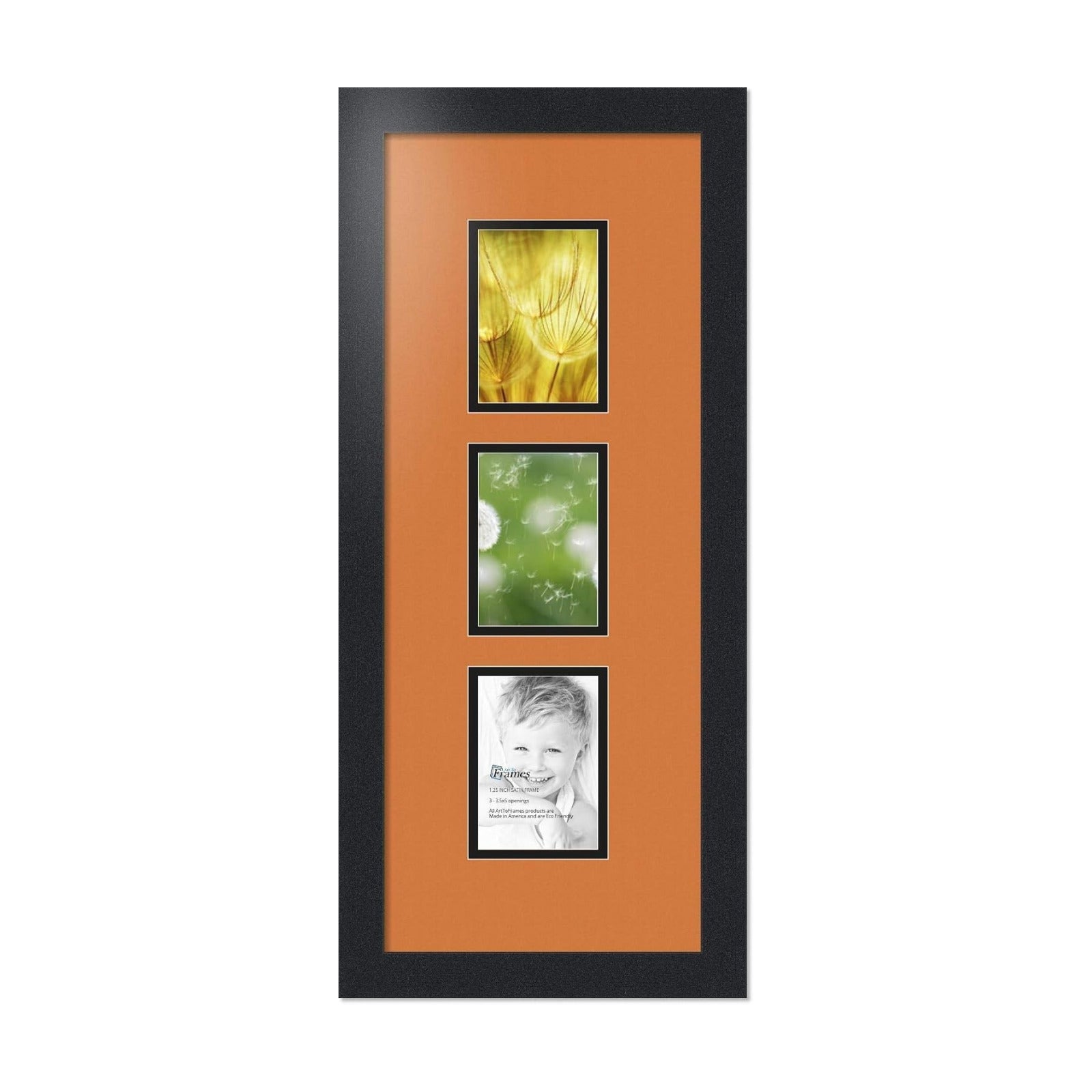 Art to Frames Double-Multimat-864-712/89-FRBW26079 Collage Photo Frame Double Mat with 3-3.5x5 Openings and Satin Black