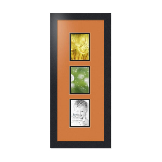 Art to Frames Double-Multimat-864-712/89-FRBW26079 Collage Photo Frame Double Mat with 3-3.5x5 Openings and Satin Black