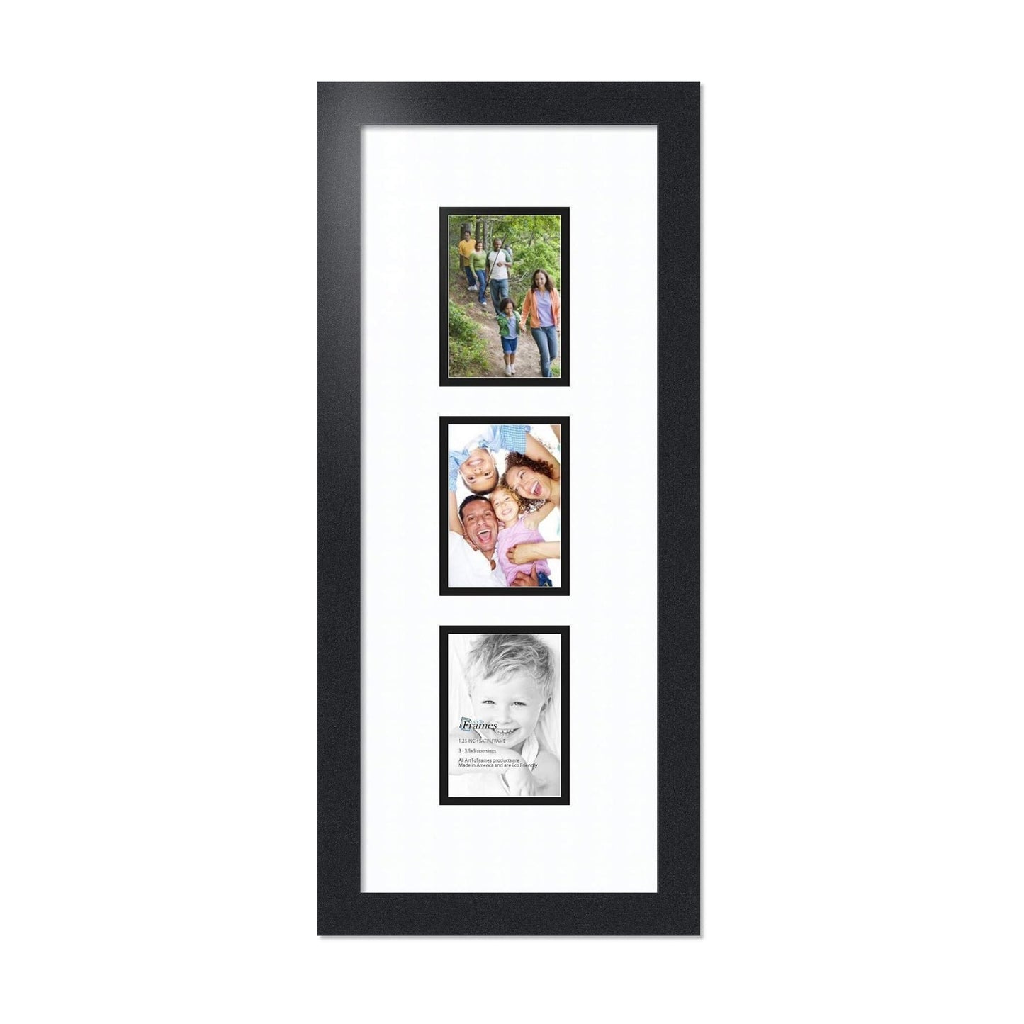 ArtToFrames Double-Multimat-864-61/89-FRBW26079 Collage Photo Frame Double Mat with 3-3.5x5 Openings and Satin Black