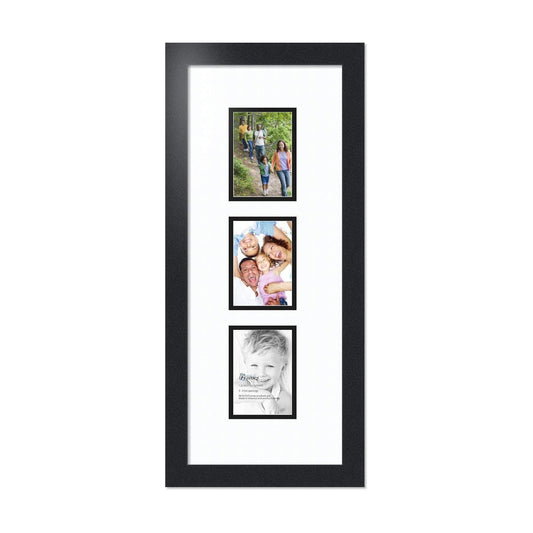 ArtToFrames Double-Multimat-864-61/89-FRBW26079 Collage Photo Frame Double Mat with 3-3.5x5 Openings and Satin Black