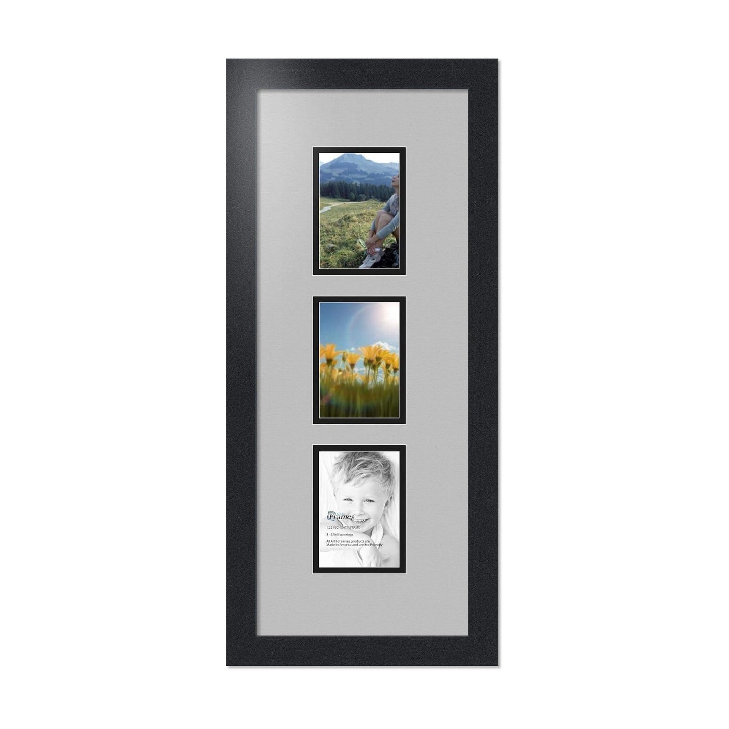 Art to Frames Double-Multimat-864-88/89-FRBW26079 Collage Photo Frame Double Mat with 3-3.5x5 Openings and Satin Black