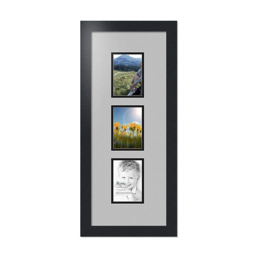 Art to Frames Double-Multimat-864-88/89-FRBW26079 Collage Photo Frame Double Mat with 3-3.5x5 Openings and Satin Black