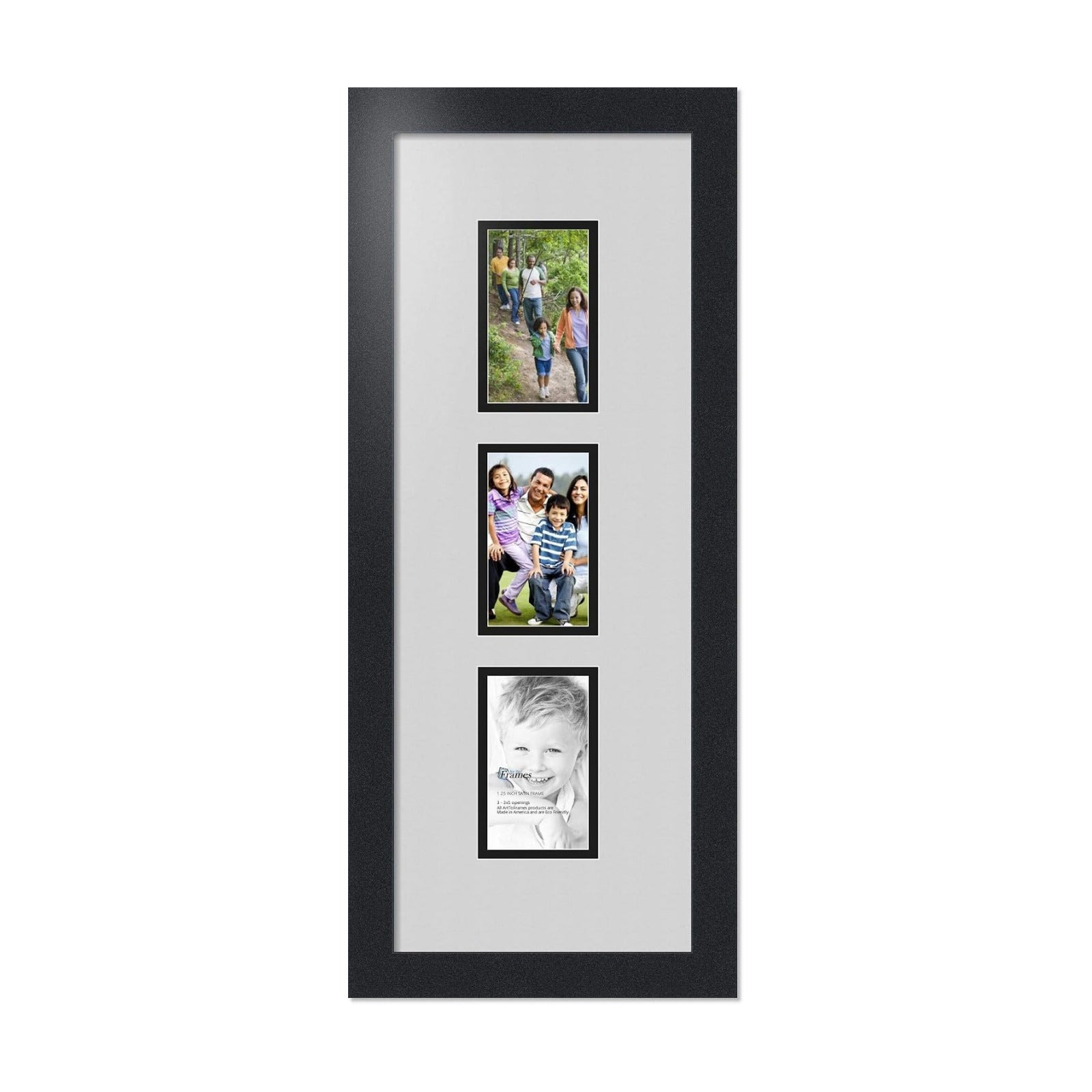 ArtToFrames Collage Photo Frame Double Mat with 3-3x5 Openings with Satin Black Frame and Candlewick mat.
