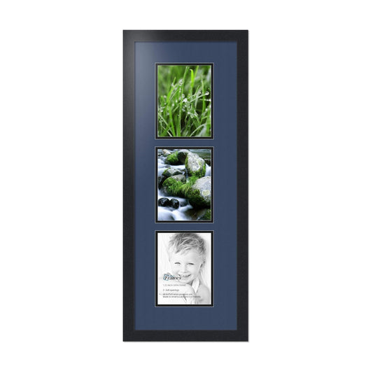 ArtToFrames Collage Photo Frame Double Mat with 3 - 6x8 Openings and Satin Black Frame