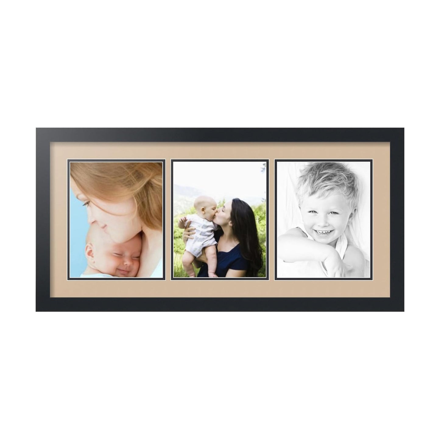 ArtToFrames Collage Picture Frame 3 Opening 3-8x10 Photo Frame | Made in USA | Black Frame Scotch Mist and Black Mats
