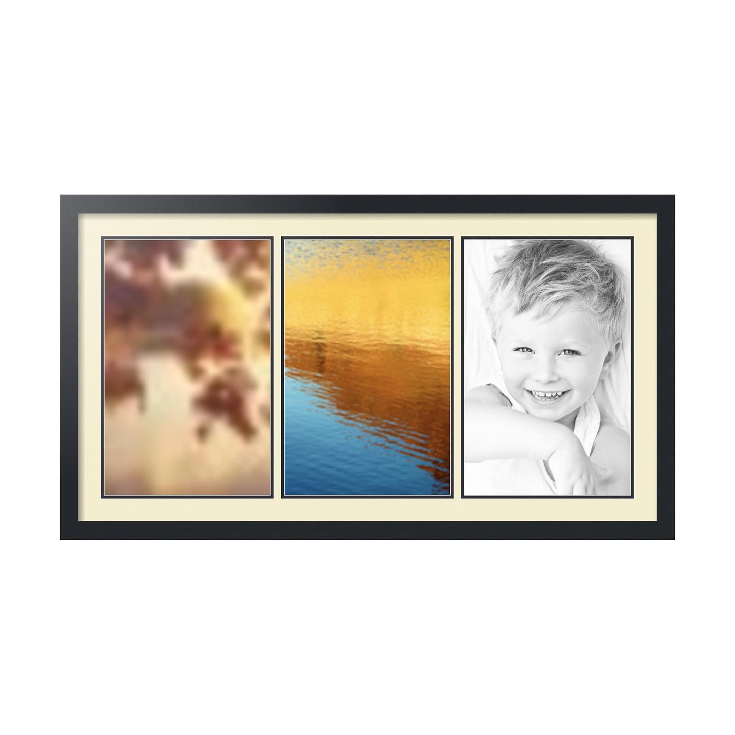 ArtToFrames Collage Picture Frame 3 Opening 3-11x17 Photo Frame | Made in USA | Black Frame Oyster and Black Mats