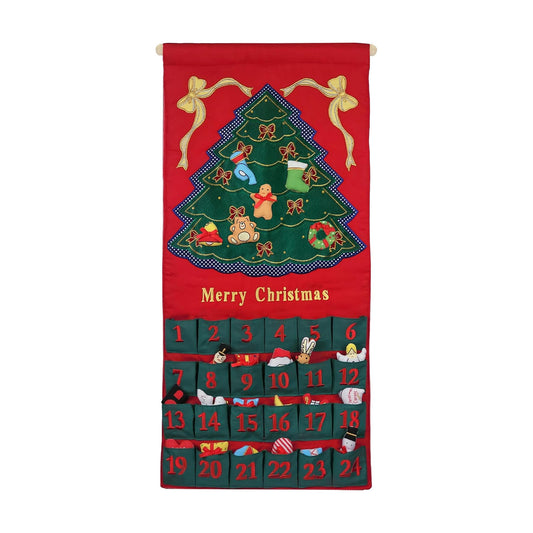 Merry Christmas Green Tree Advent Calendar by Pockets of Learning | Festive Holiday Décor, Seasonal Fabric Wall Hanging