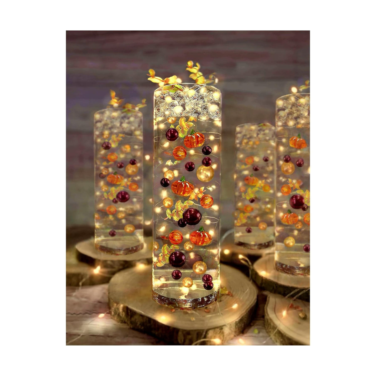 Vase Pearlfection 50 Floating Fall Thanksgiving Pumpkins, Leaves & Pearls