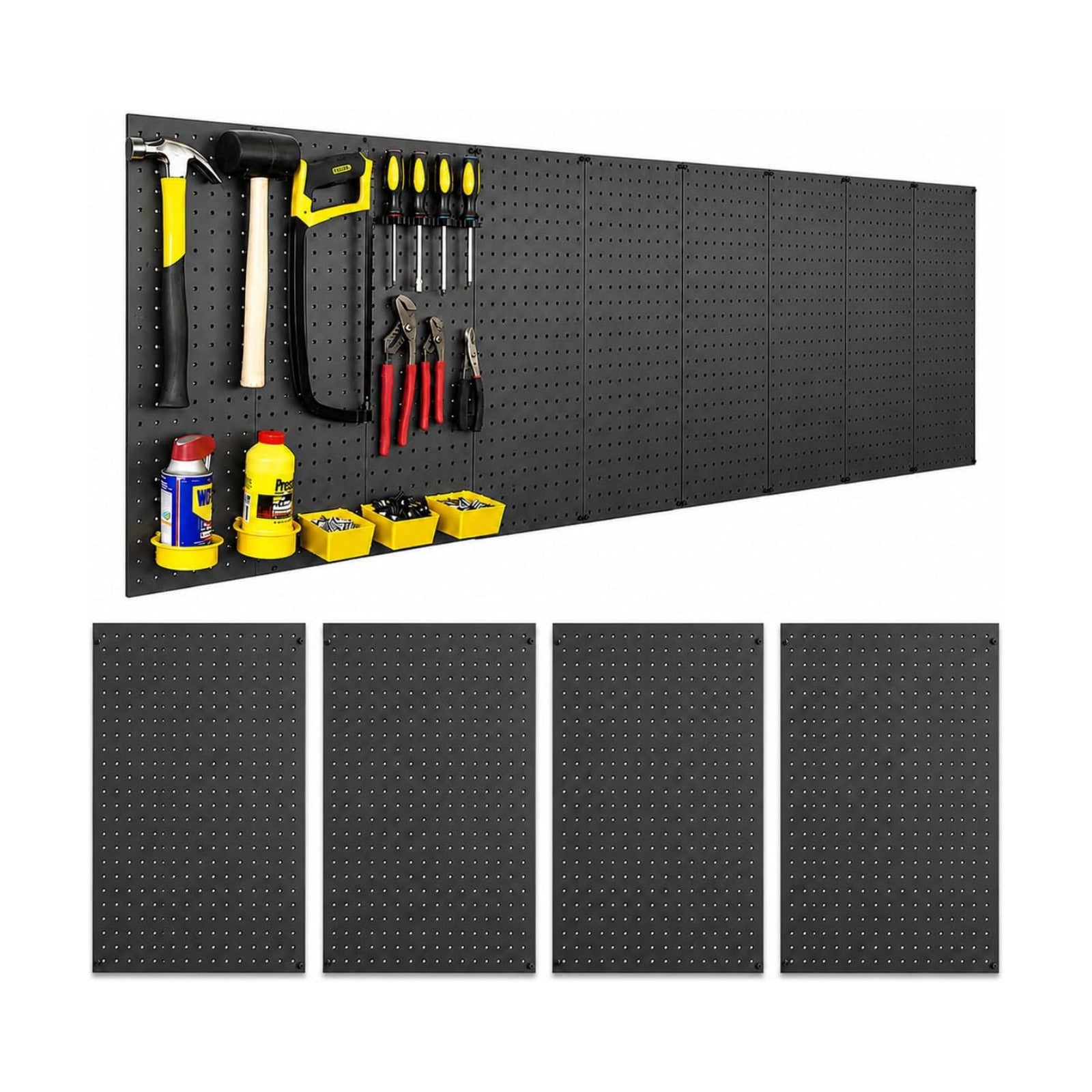 Pegboard Kit - 4 Each 24"x16" Peg Board Panels - Made in USA - Mounted Size is 64" x 24" Pegboards Wall Organizer for