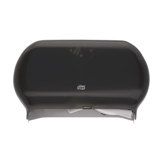 Tork Twin Jumbo Toilet Paper Roll Dispenser Smoke T22, 56TR | Refill Indicator Window