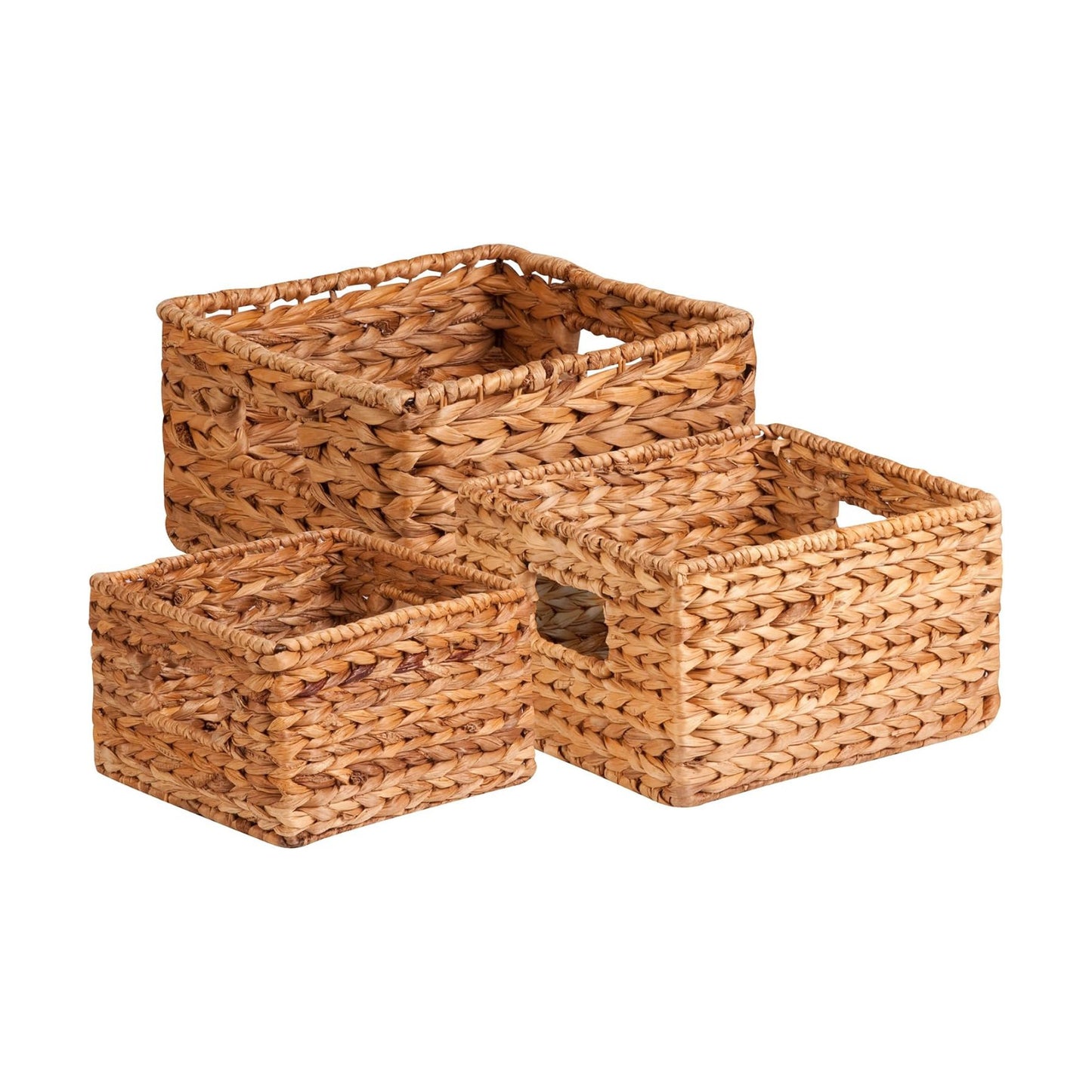 Banana Leaf Storage Baskets -Water Hyacinth Woven Basket / 9" L x 9" W x 6" H / Nested Basket Kit