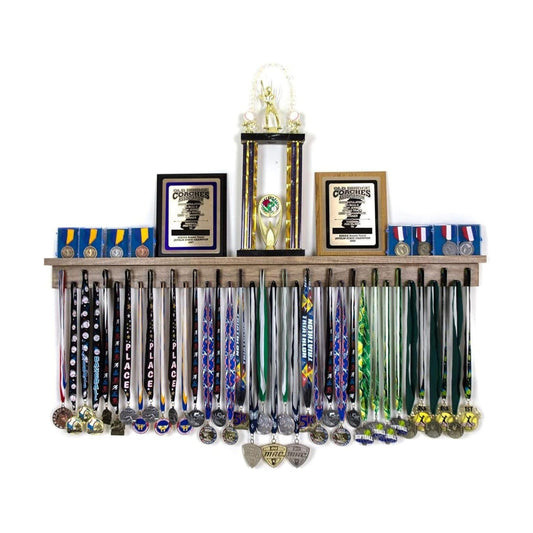 4ft- Premier Medal Hanger Display Rack and Trophy Shelf for Gymnastics, Soccer, Basketball, Football, and More. The