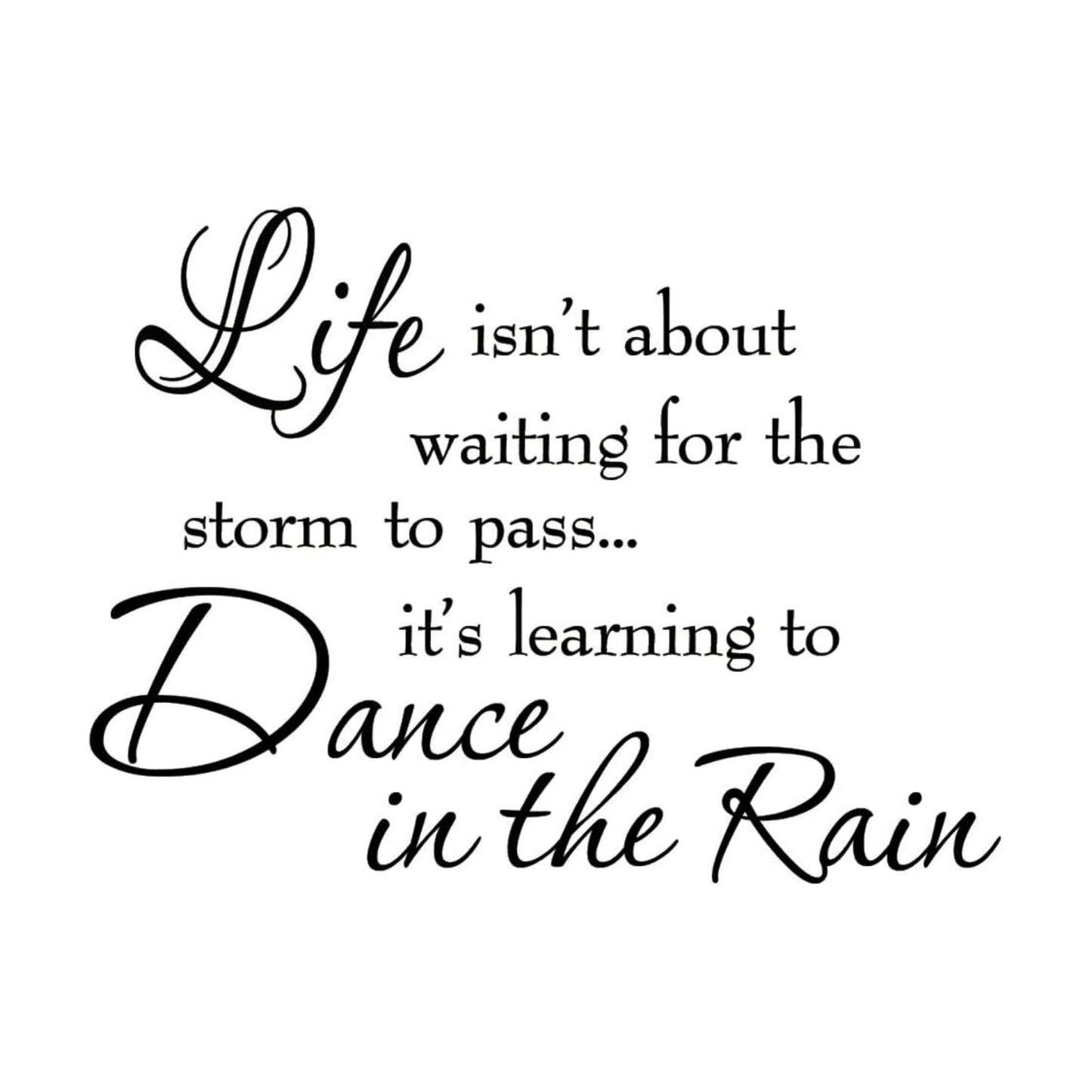 Life Isnt About Waiting for The Storm to Pass Its Learning to Dance in The Rain Vinyl Wall Decal