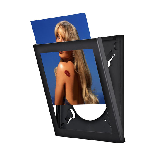 Show & Listen Vinyl Record Frame Black LP Album Wall Display | Flip-open 12x12 LP cover frame, wall-mounted vinyl