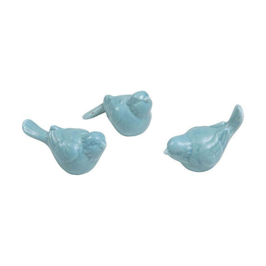 Co-Op Ceramic Bird Figurine Home Decor Accents Aqua / Blue / 3 Inch / Set of 3
