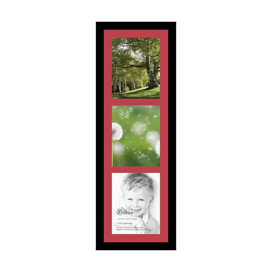ArtToFrames Collage Photo Frame Single Mat with 3-8x10 Openings with Satin Black Frame and Rouge mat.