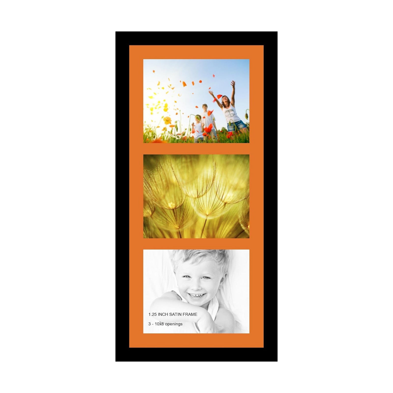 ArtToFrames Collage Photo Frame Single Mat with 3-8x10 Openings with Satin Black Frame and Octoberfest mat.