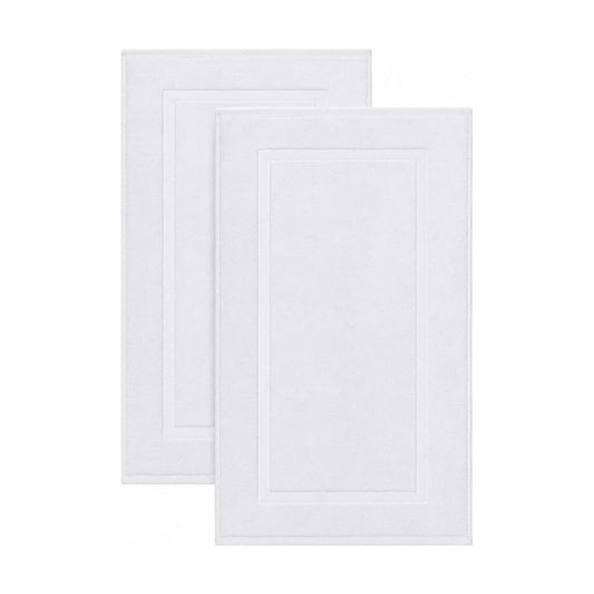 SALBAKOS 2-Piece 100% Turkish Cotton Bath Mat Towel, 20x34 inch, White | Bathroom Floor Towels, Thick Soft Most