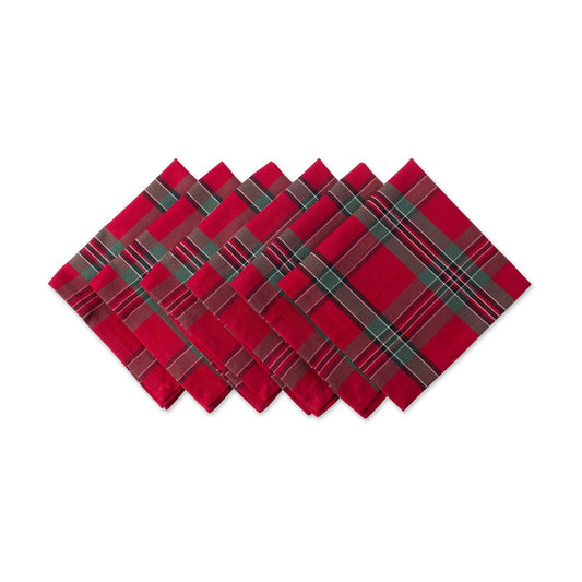 DII Farmhouse Christmas Plaid Dining Table & Kitchen Décor, Holiday Napkin Set, 18X18, Red & Green, 6 Count