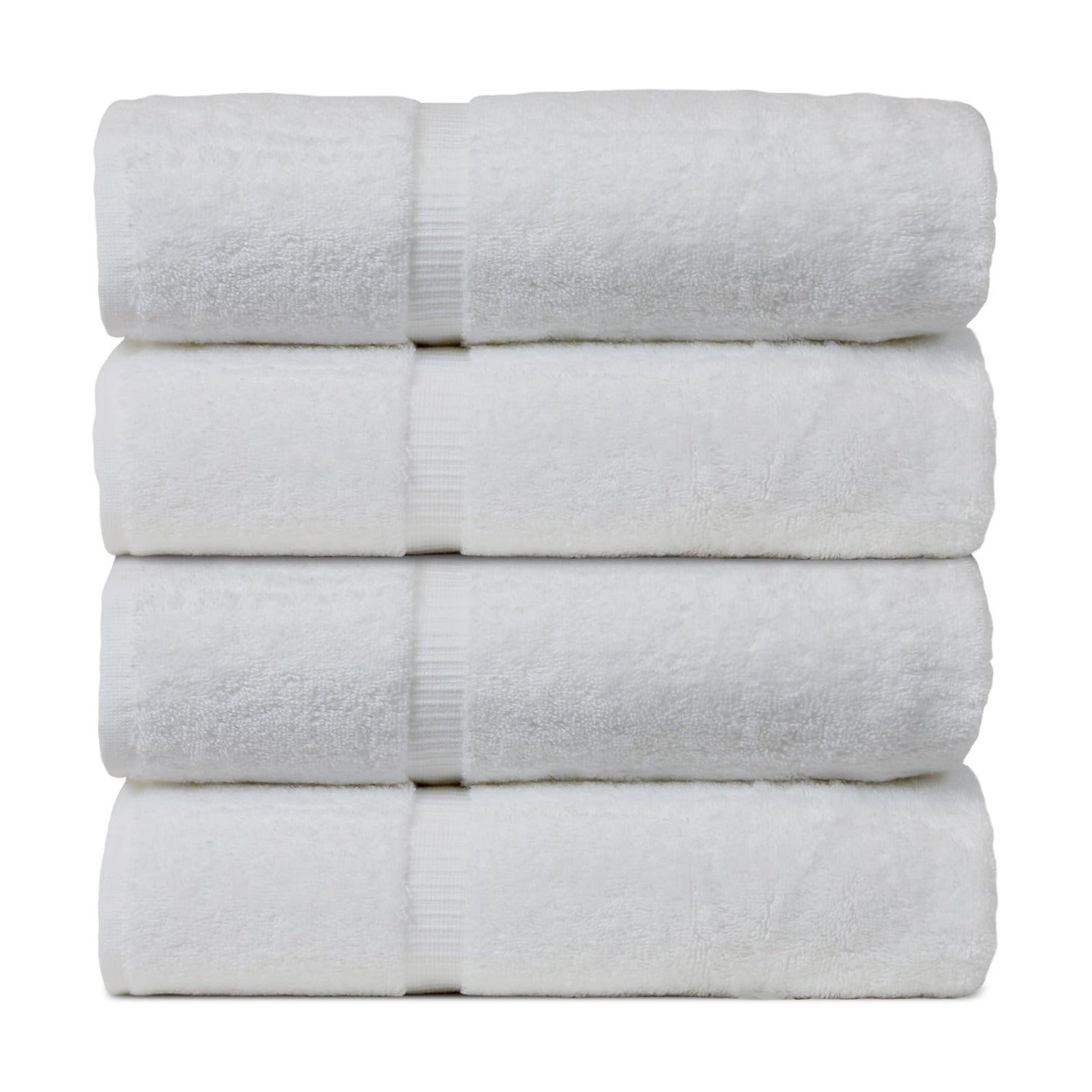 Bare Cotton Luxury Hotel & Spa Towel 100% Genuine Turkish Bath Towels Dobby Border, White, Set of 4