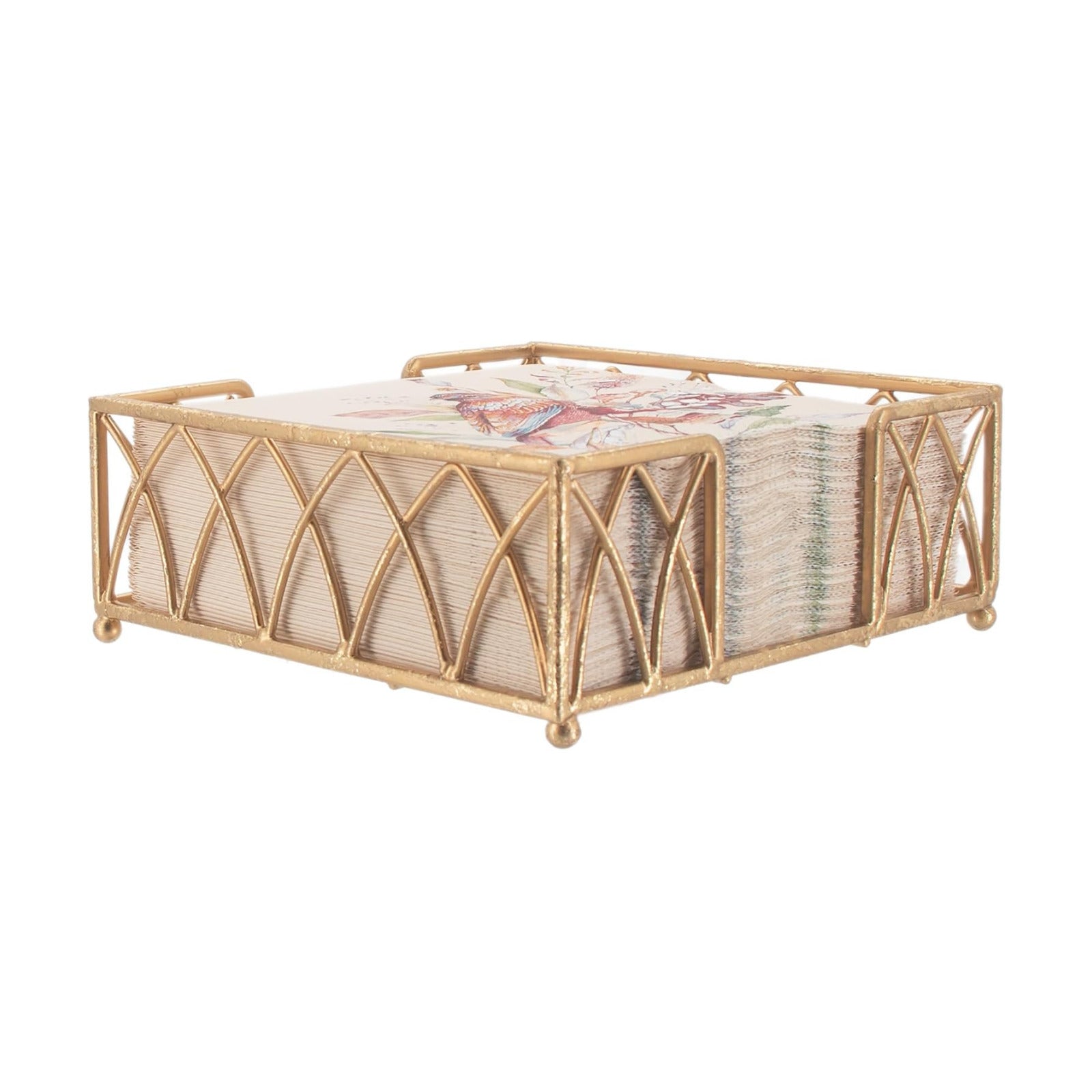 Arch Design Lunch Napkin Holder Caddy / Gold Leaf / 6.75 x 6.75