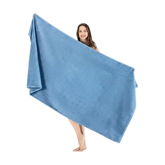 SALBAKOS Luxury 100% Turkish Cotton Bath Sheet 40x80 inch (1-Piece, Blue) | Extra Large Jumbo Oversized Bathroom and