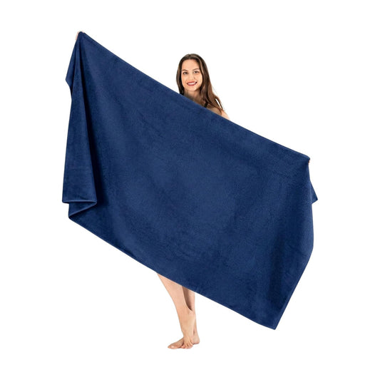 SALBAKOS Luxury 100% Turkish Cotton Bath Sheet 40x80 (1-Piece, Navy Blue) | Extra Large Jumbo Oversized Bathroom and