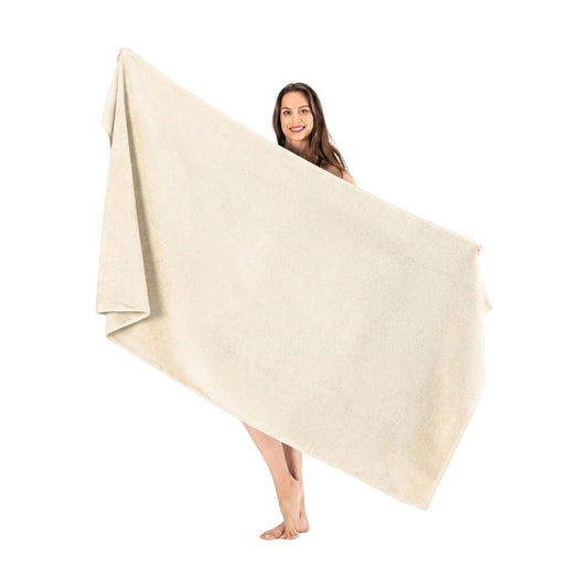 SALBAKOS Luxury 100% Turkish Cotton Bath Sheet 40x80 in (1-Piece, Ivory) | Extra Large Jumbo Oversized Bathroom and