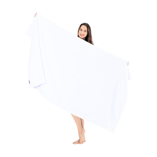 SALBAKOS Luxury 100% Turkish Cotton Bath Sheet 40x80 in (1-Piece, White) | Extra Large Jumbo Oversized Bathroom and