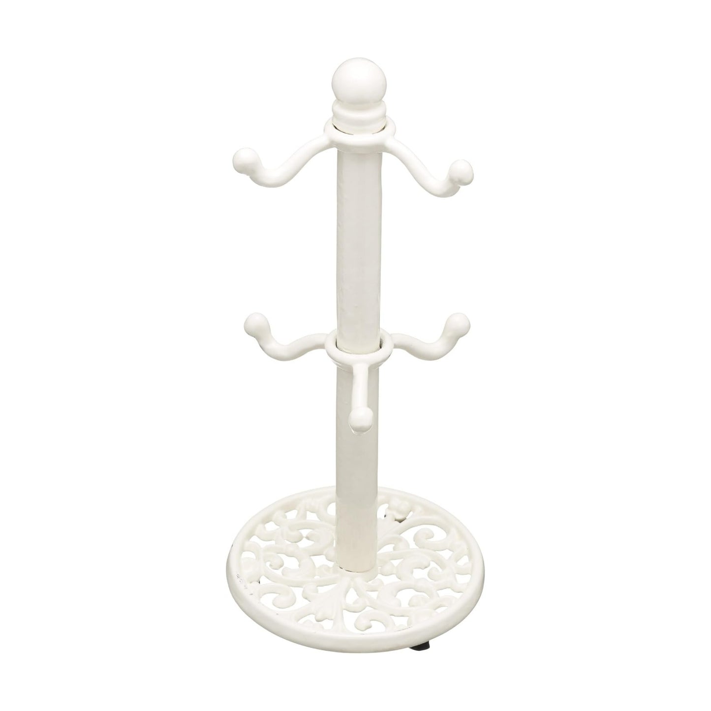 Kitchen Craft Traditional-Style Cast Iron Mug Tree Stand, White, 30x13x13 cm