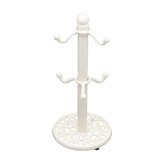 Kitchen Craft Traditional-Style Cast Iron Mug Tree Stand, White, 30x13x13 cm