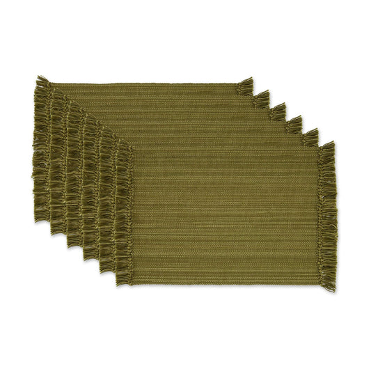 DII Variegated Tabletop Collection, Placemat Set3x19, Olive Green, 6 Piece
