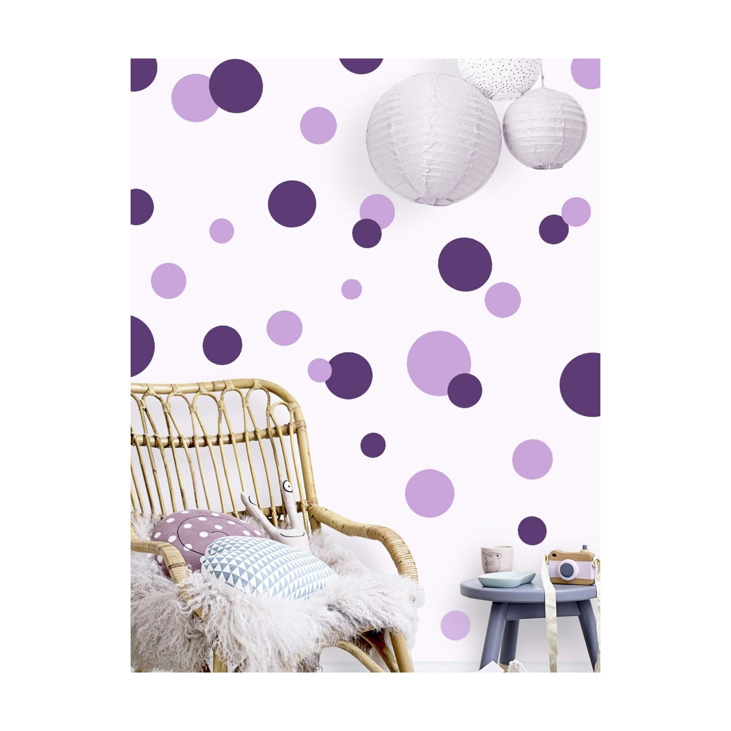 Polka Dot Wall Decals Girls Room Wall Decor Stickers / Dark & Light Purple