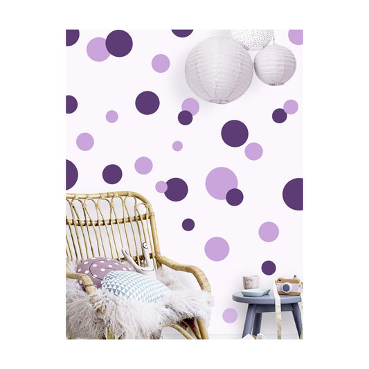 Polka Dot Wall Decals Girls Room Wall Decor Stickers / Dark & Light Purple